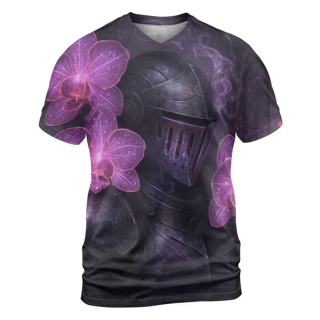 Binary Orchid Knight artistic all-over print tops