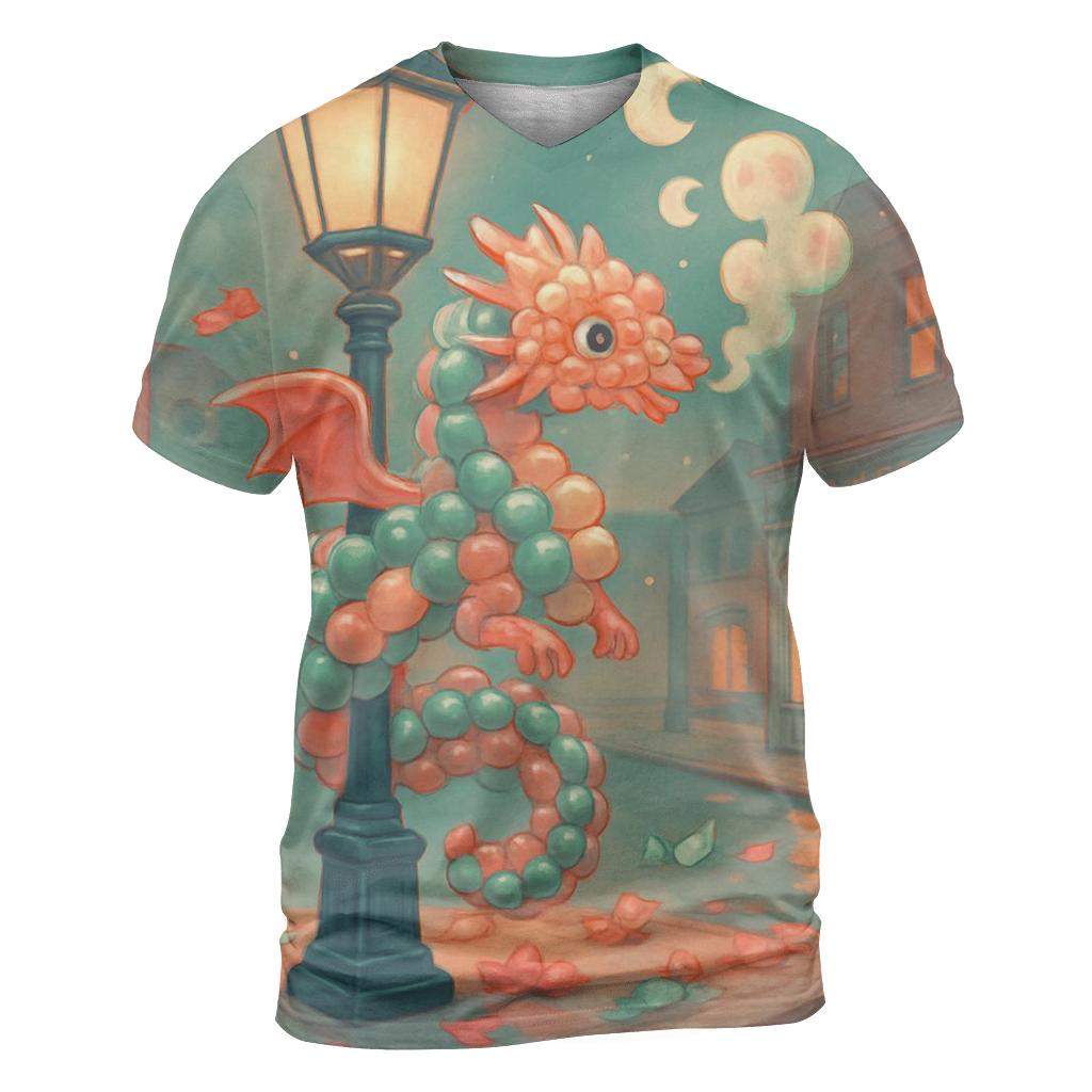 Moonlit Gumball Dragon vibrant all-over design tees