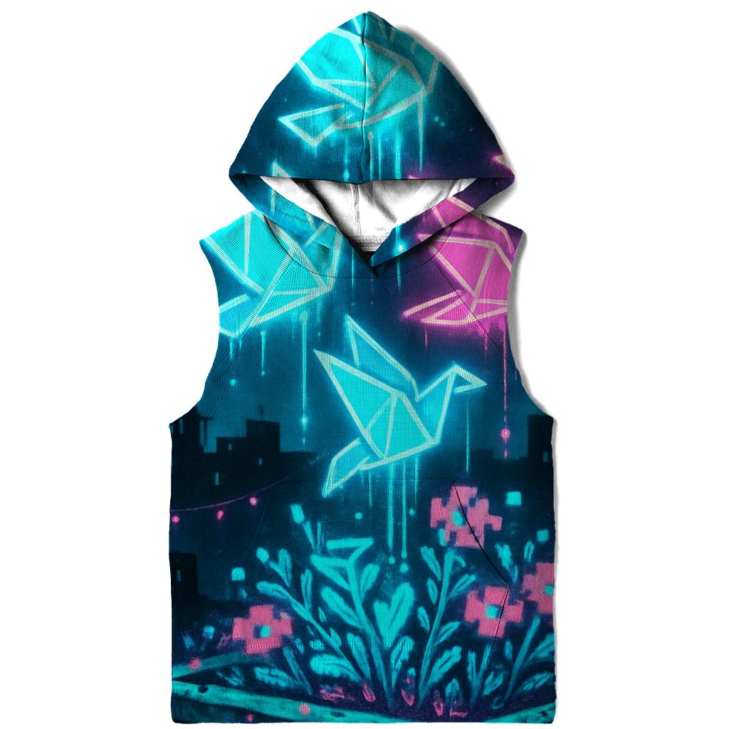 Neon Origami Doves graphic hoodies