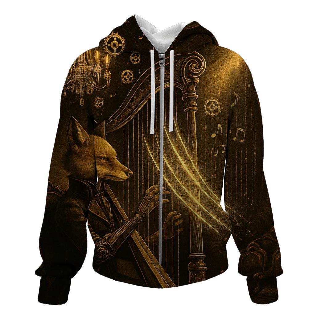 Clockwork Foxglove Harpist zip-up hoodies