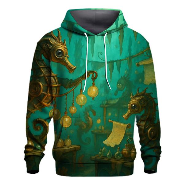 Clockwork Seahorse Market graphic hoodies