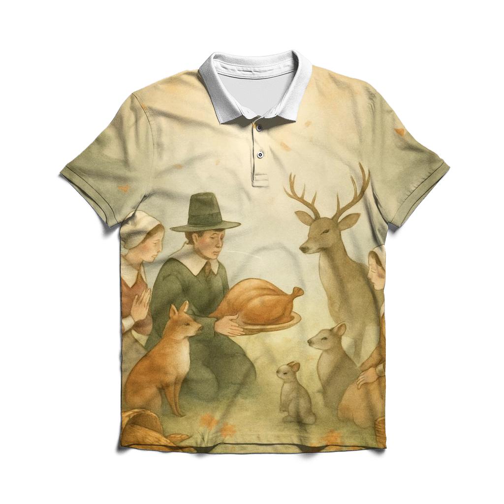 Woodland Pilgrim Feast embroidered polo tops