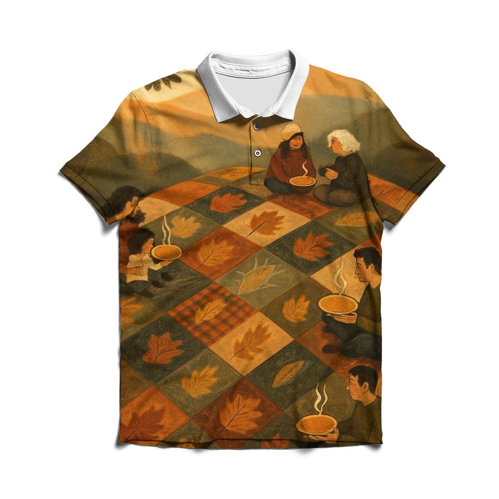 Gratitude Quilt Of Leaves designer slim fit polos