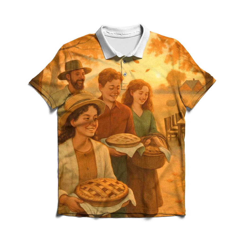 Sunset Pie Pilgrimage embroidered polo tops