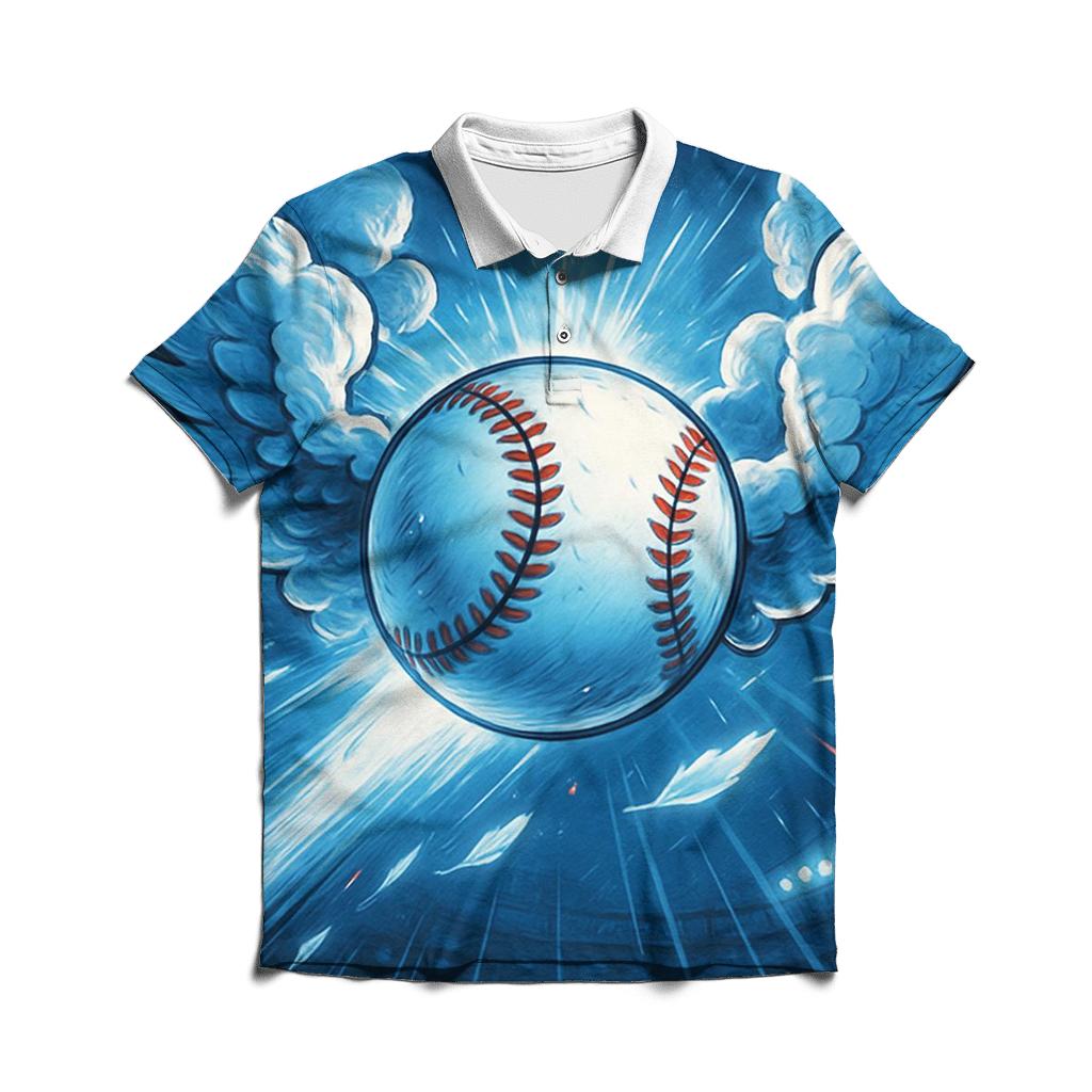 Sky Blue Winged Fastball classic pique polos