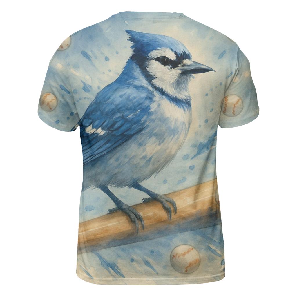 Blue Jays Perched On The Bat statement graphic shirts