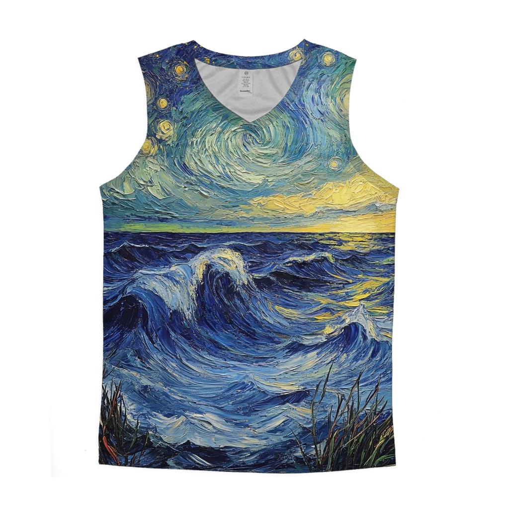 Van Gogh Inspired Ocean Nightscape casual summer tank tops