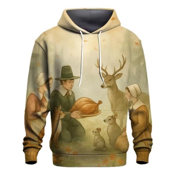 Woodland Pilgrim Feast printed hoodies