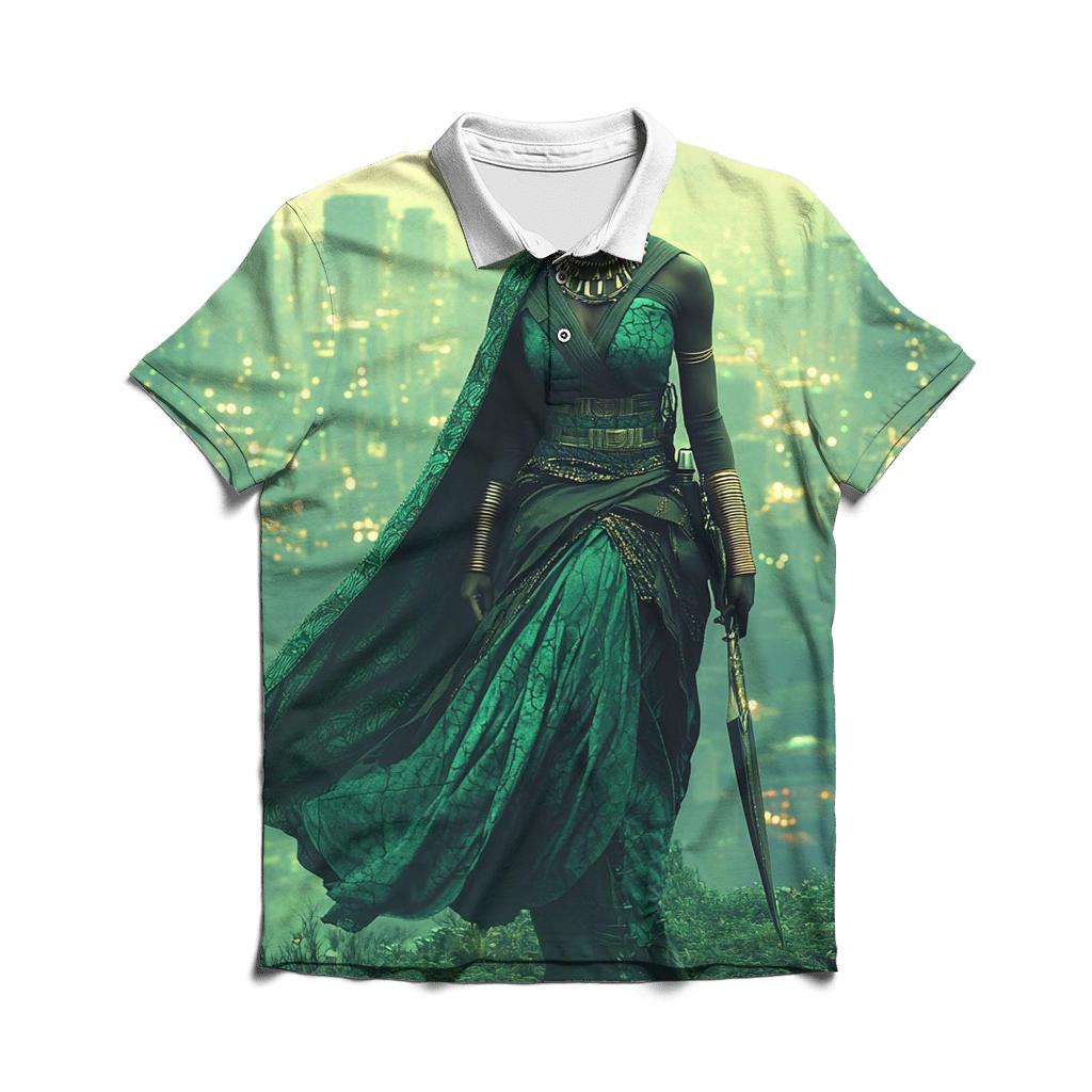 Lupita Nyongo: Nakias Stealth Blossom Of Wakandan Heart embroidered polo tops