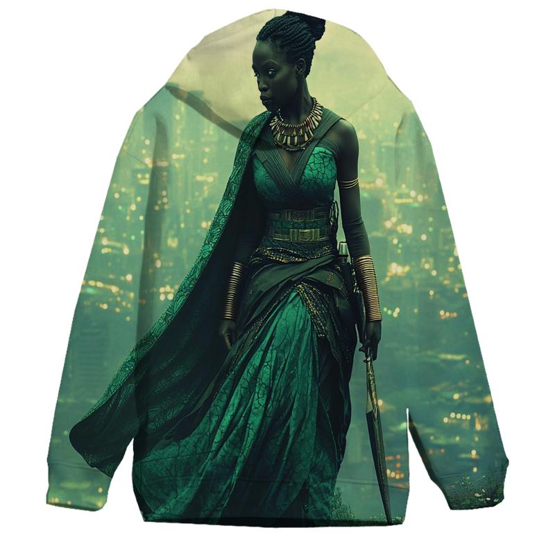 Lupita Nyongo: Nakias Stealth Blossom Of Wakandan Heart printed hoodies