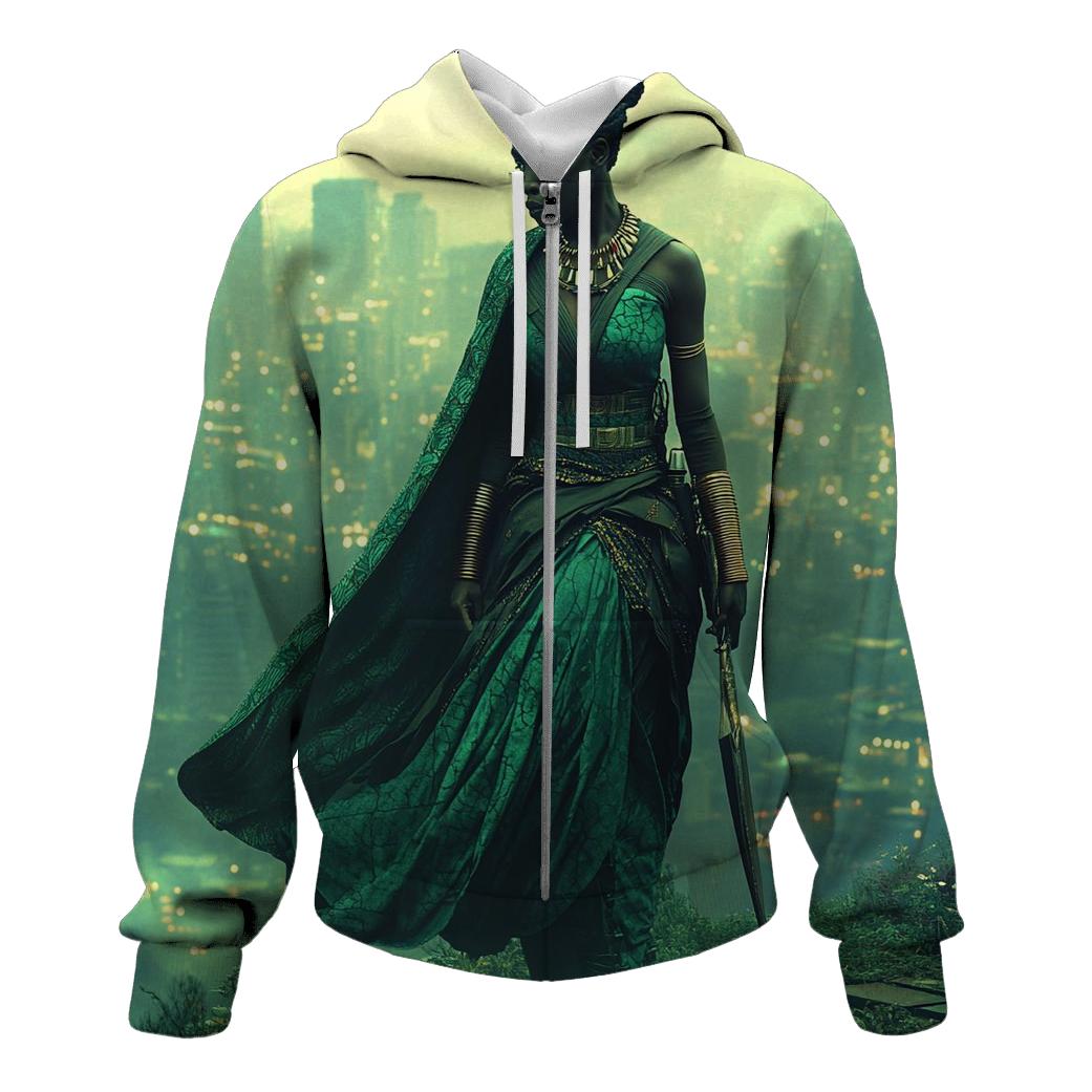 Lupita Nyongo: Nakias Stealth Blossom Of Wakandan Heart printed hoodies