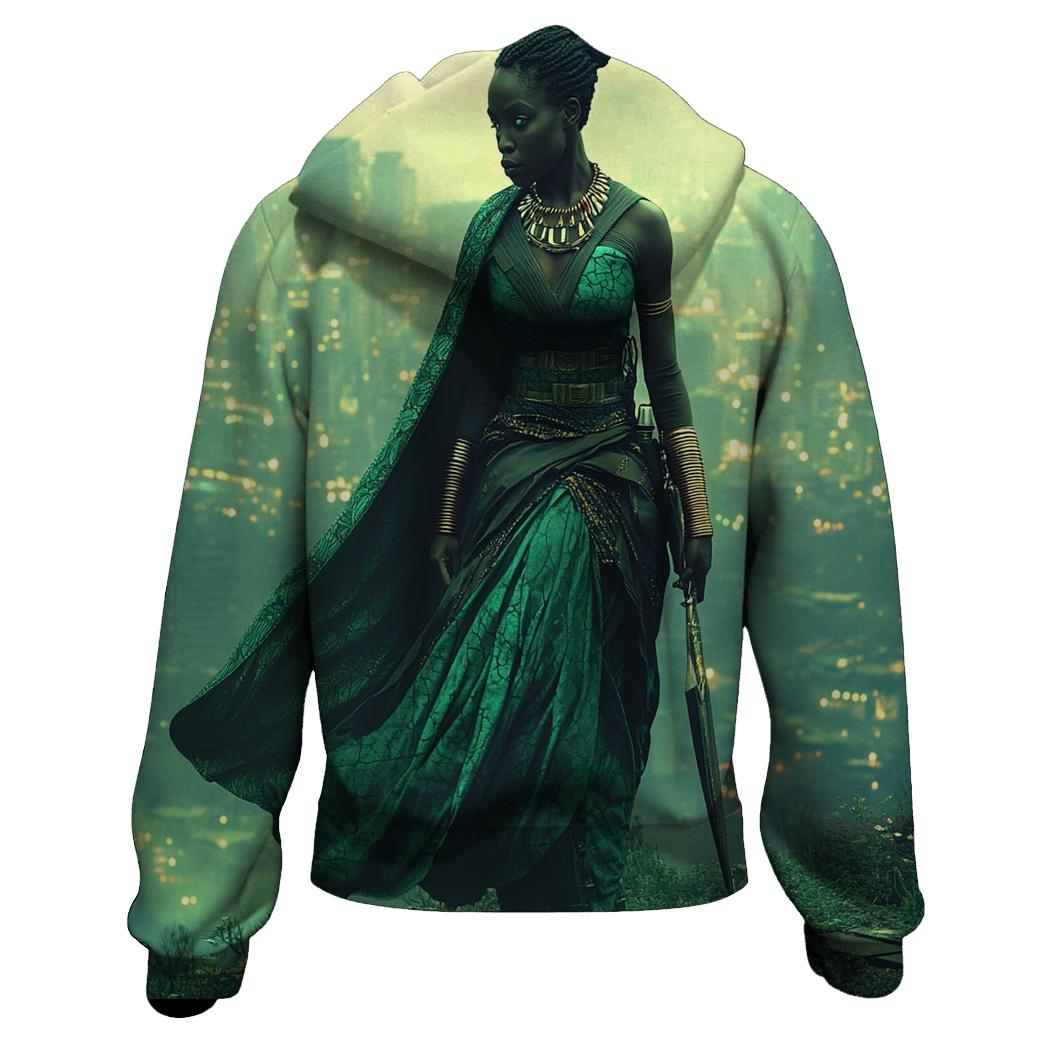 Lupita Nyongo: Nakias Stealth Blossom Of Wakandan Heart printed hoodies