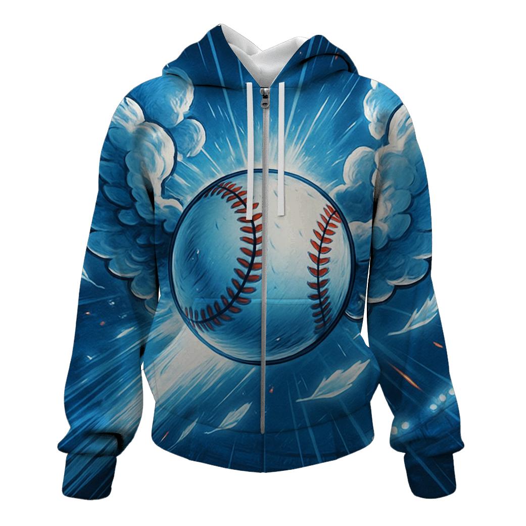 Sky Blue Winged Fastball custom hoodies