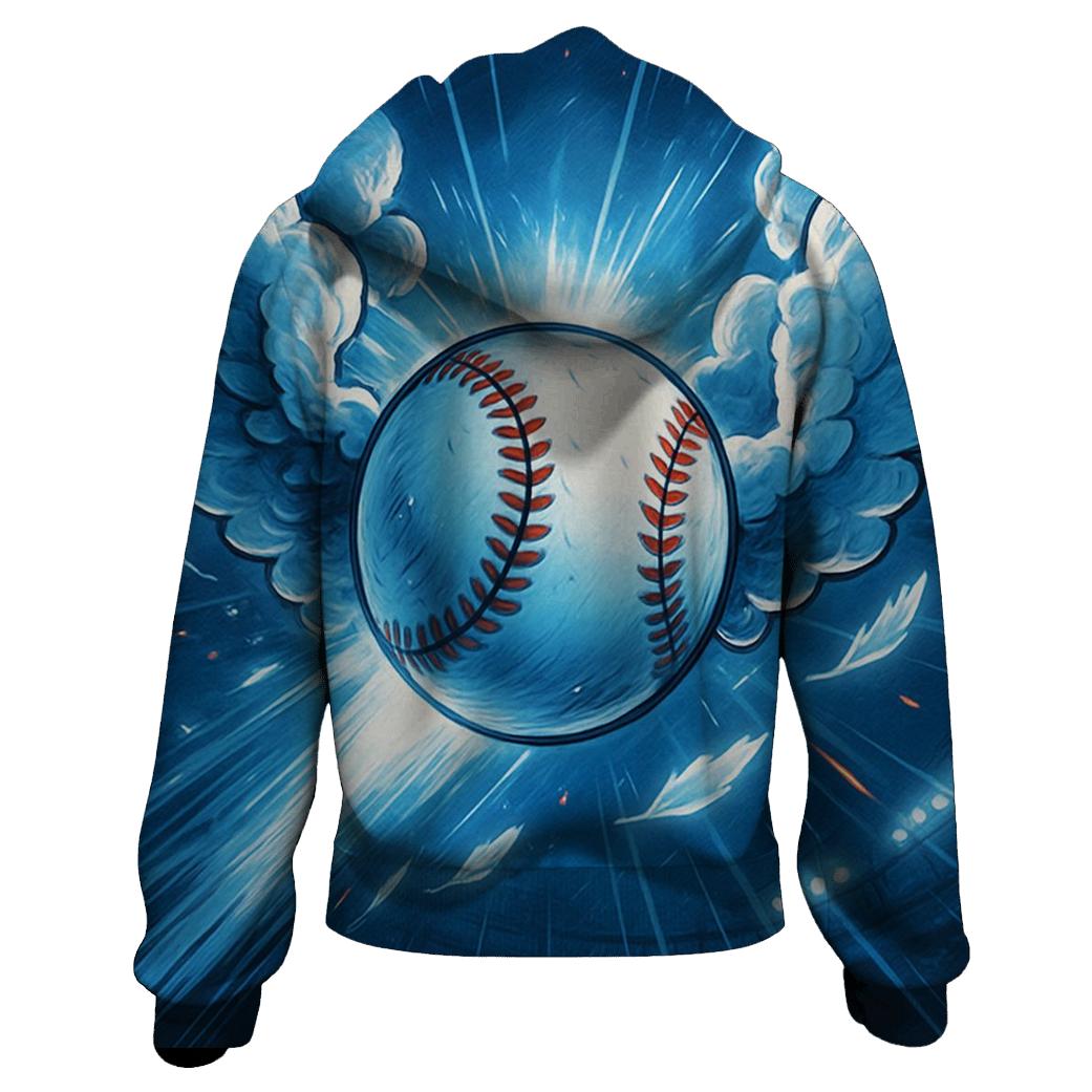 Sky Blue Winged Fastball custom hoodies