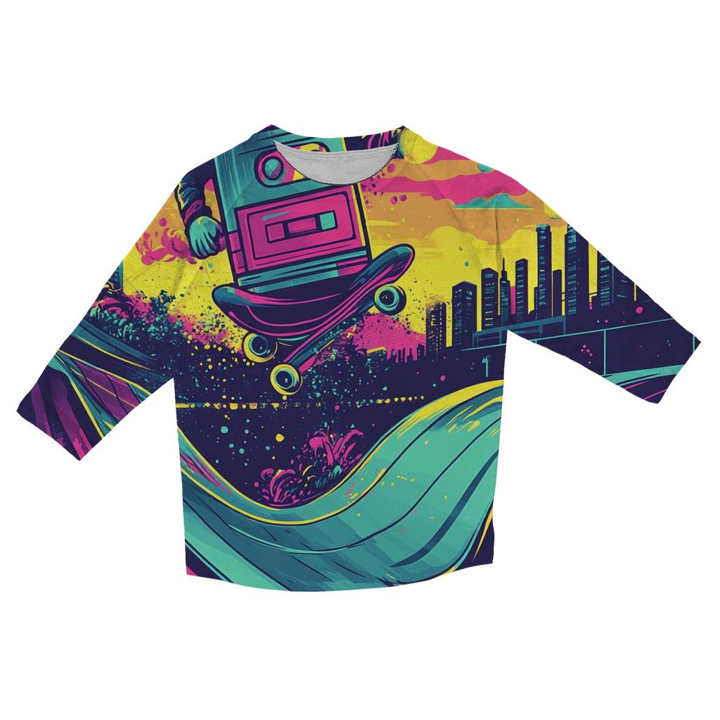 Neon Soda Skate Riot trendy 3/4 sleeve tops