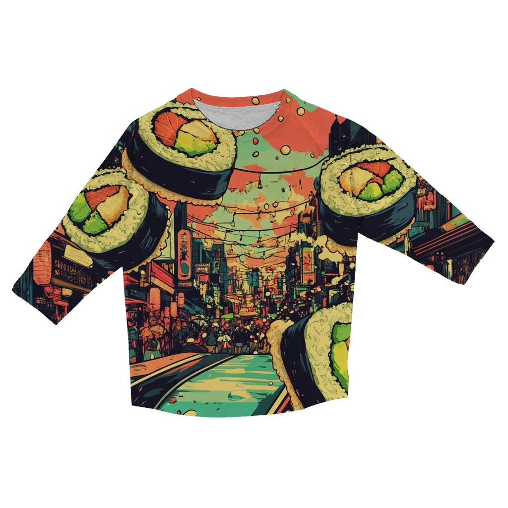 Skateboard Sushi Showdown designer 3/4 sleeve blouses
