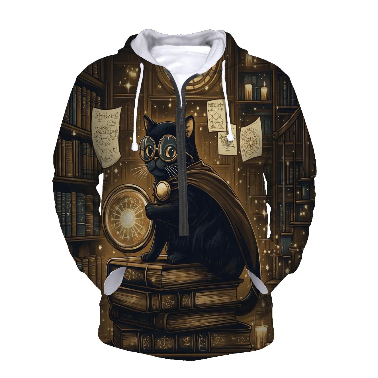 Haunted Library Cat Detective designer hoodies
