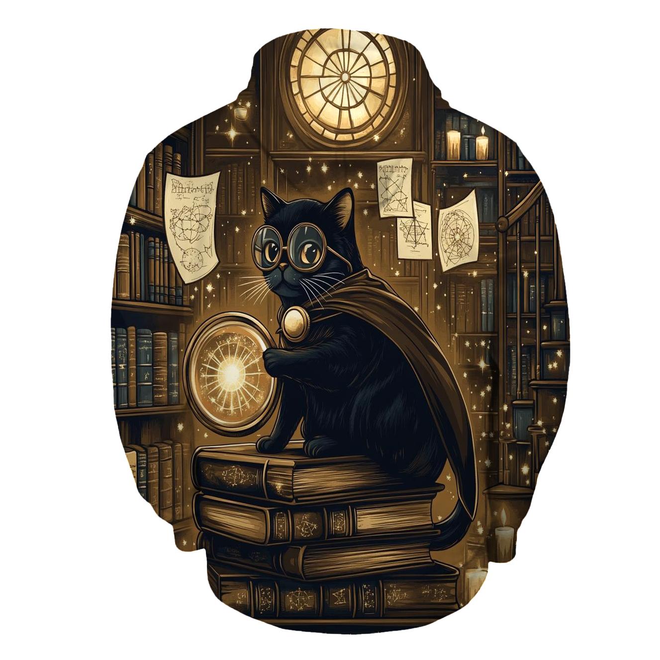 Haunted Library Cat Detective designer hoodies