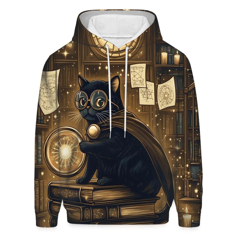 Haunted Library Cat Detective zip-up hoodies