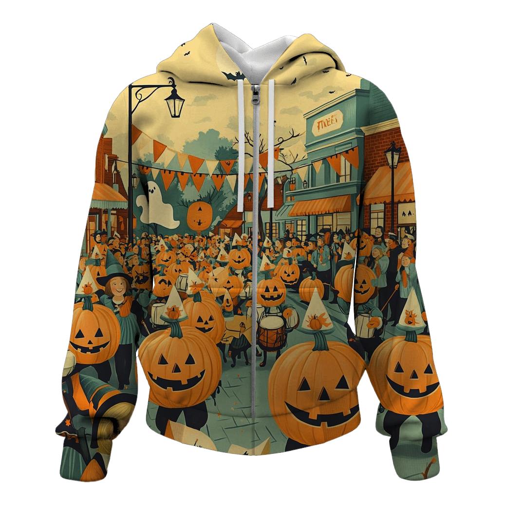 Pumpkin Parade Spooky-Procession zip-up hoodies
