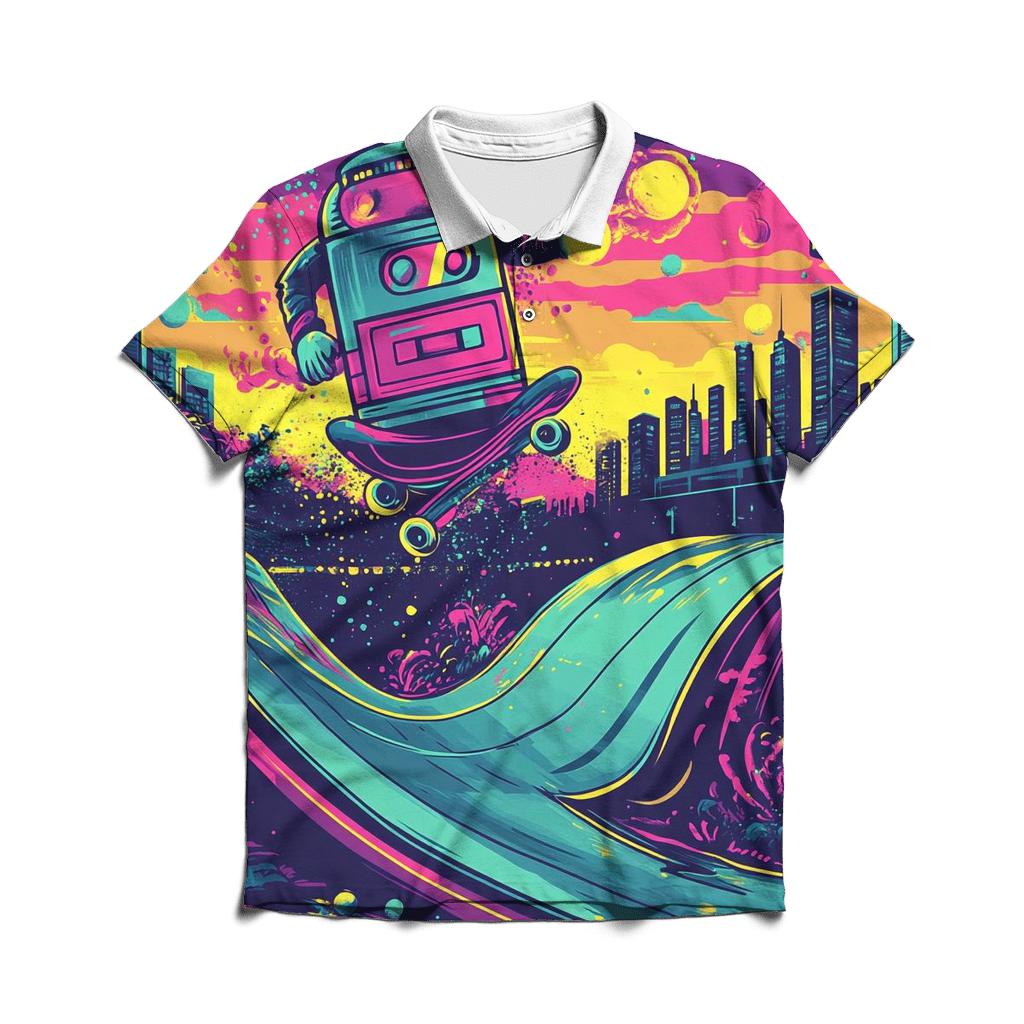 Neon Soda Skate Riot casual sports polo shirts