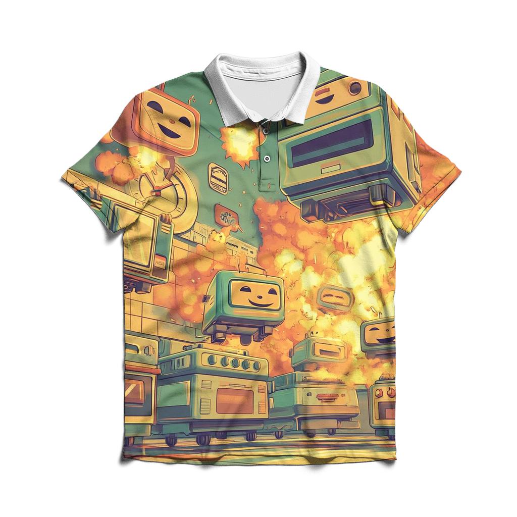 Turbo Toaster Aliens branded logo polo shirts