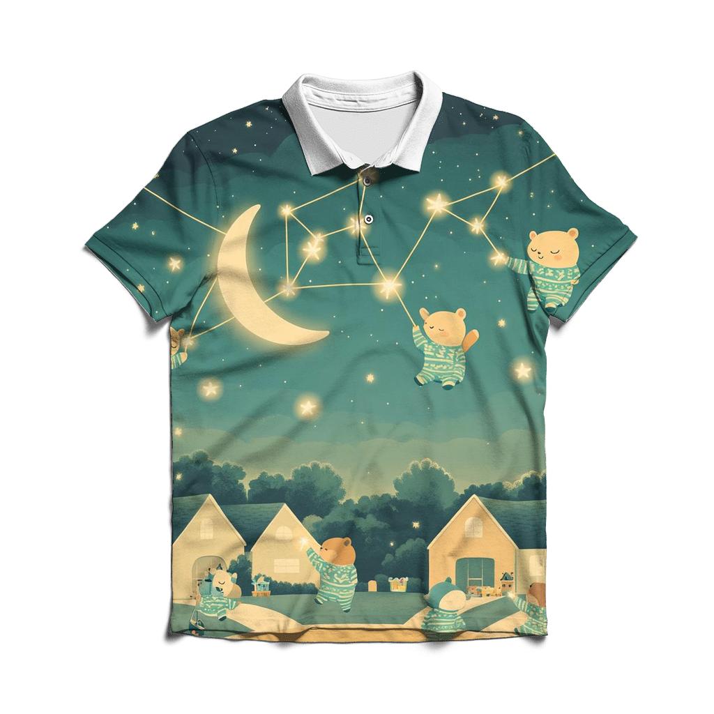 Late Night Cartoon Constellation premium cotton polo shirts