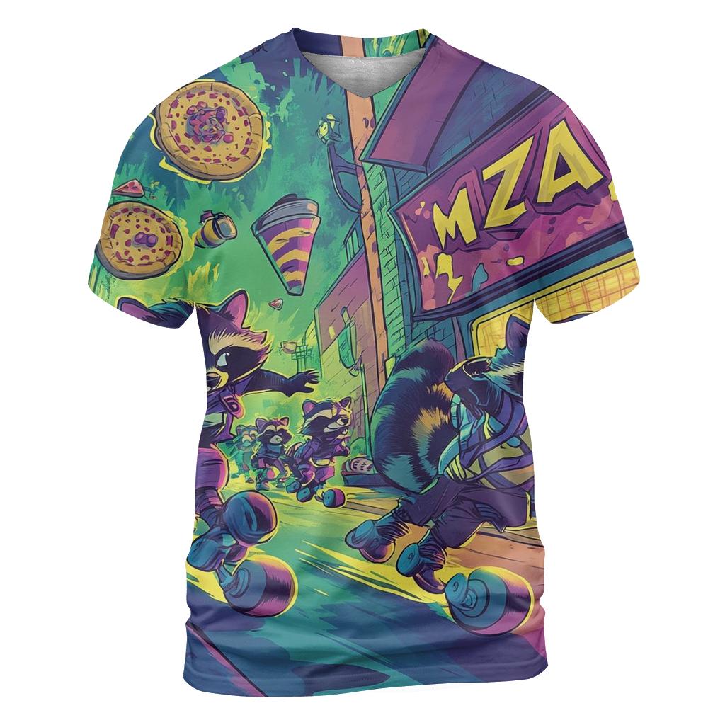 Rad Roller Raccoon Riot custom all-over print shirts