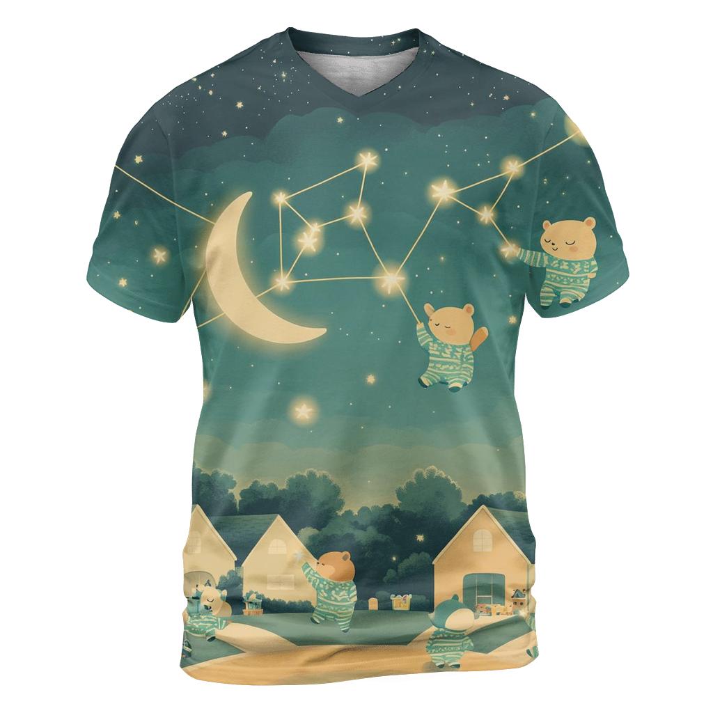 Late Night Cartoon Constellation vibrant all-over design tees