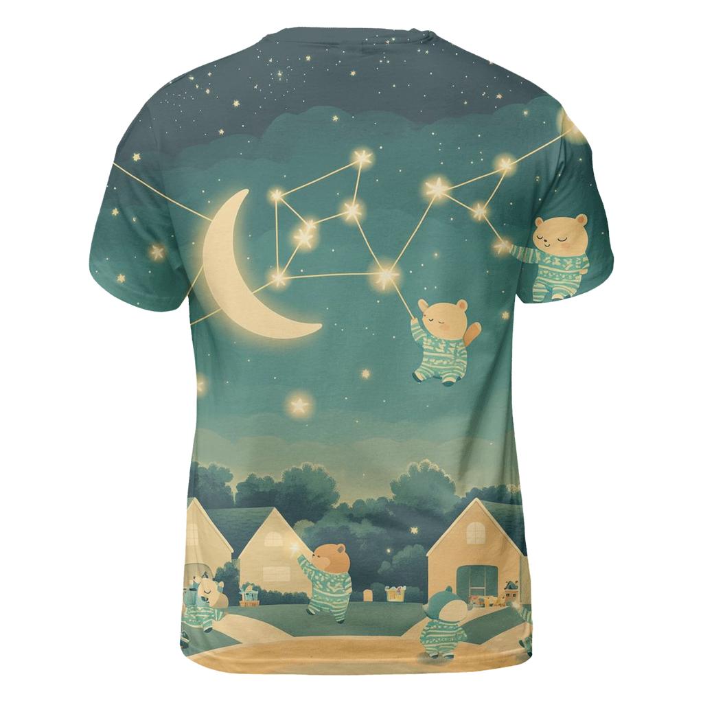 Late Night Cartoon Constellation vibrant all-over design tees