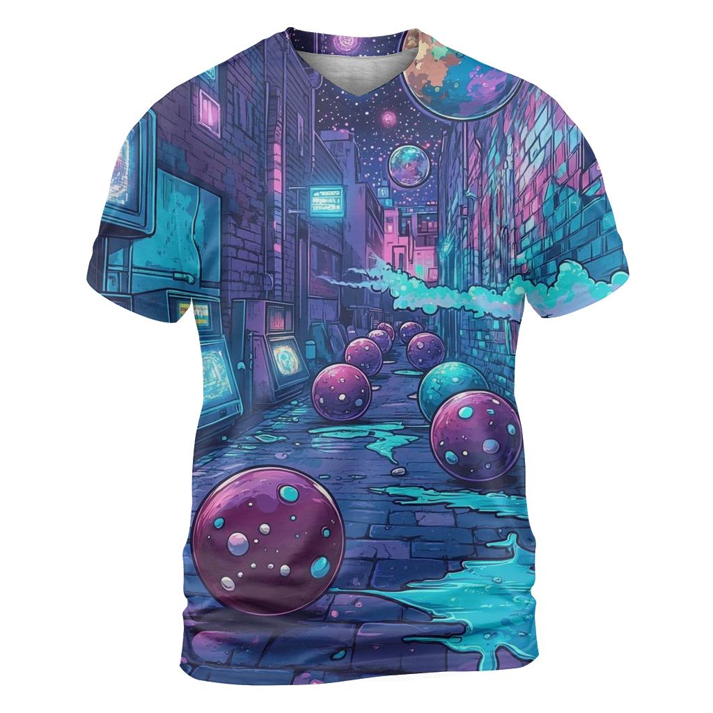 Graffiti Galactic Gumball Gang vibrant all-over design tees