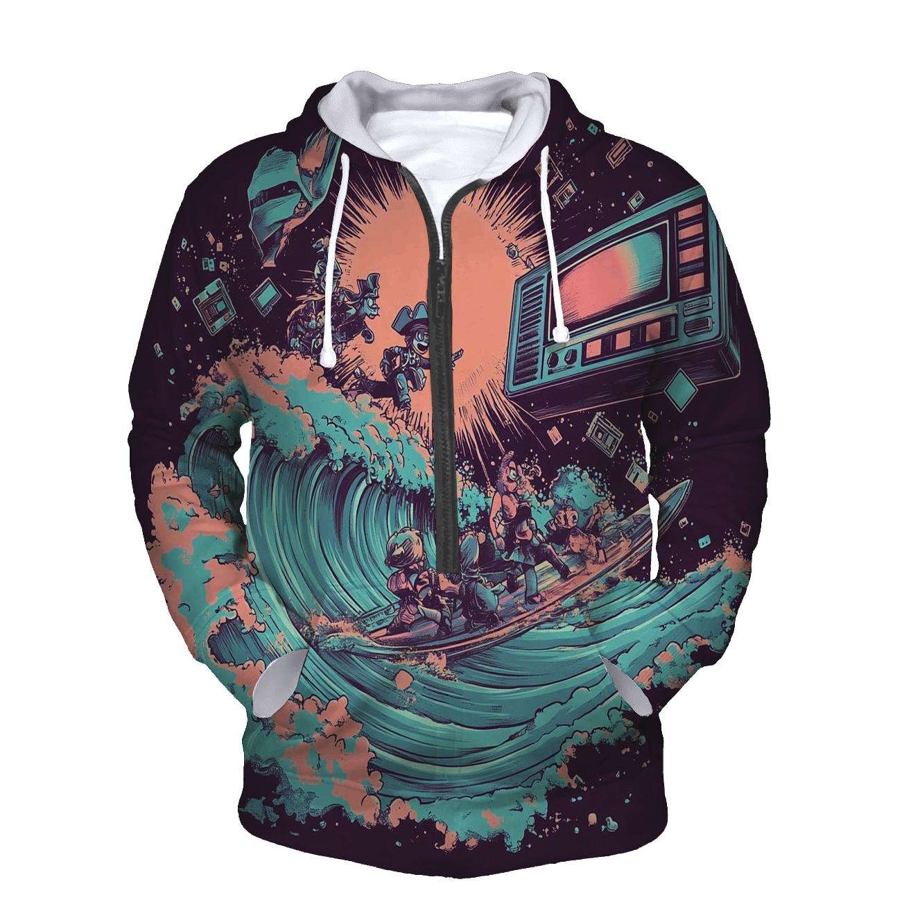 Pixel Pirate TV Surf embroidered hoodies