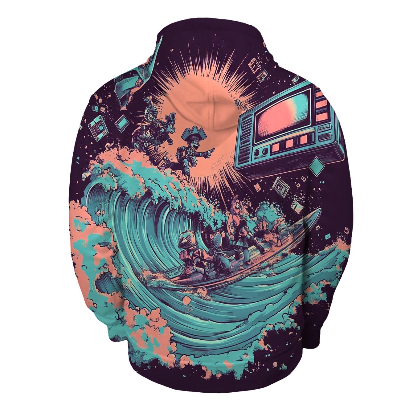 Pixel Pirate TV Surf embroidered hoodies