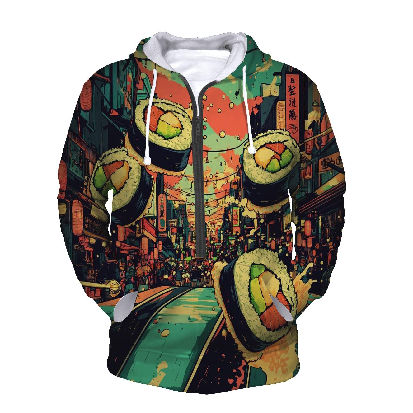 Skateboard Sushi Showdown premium hoodies