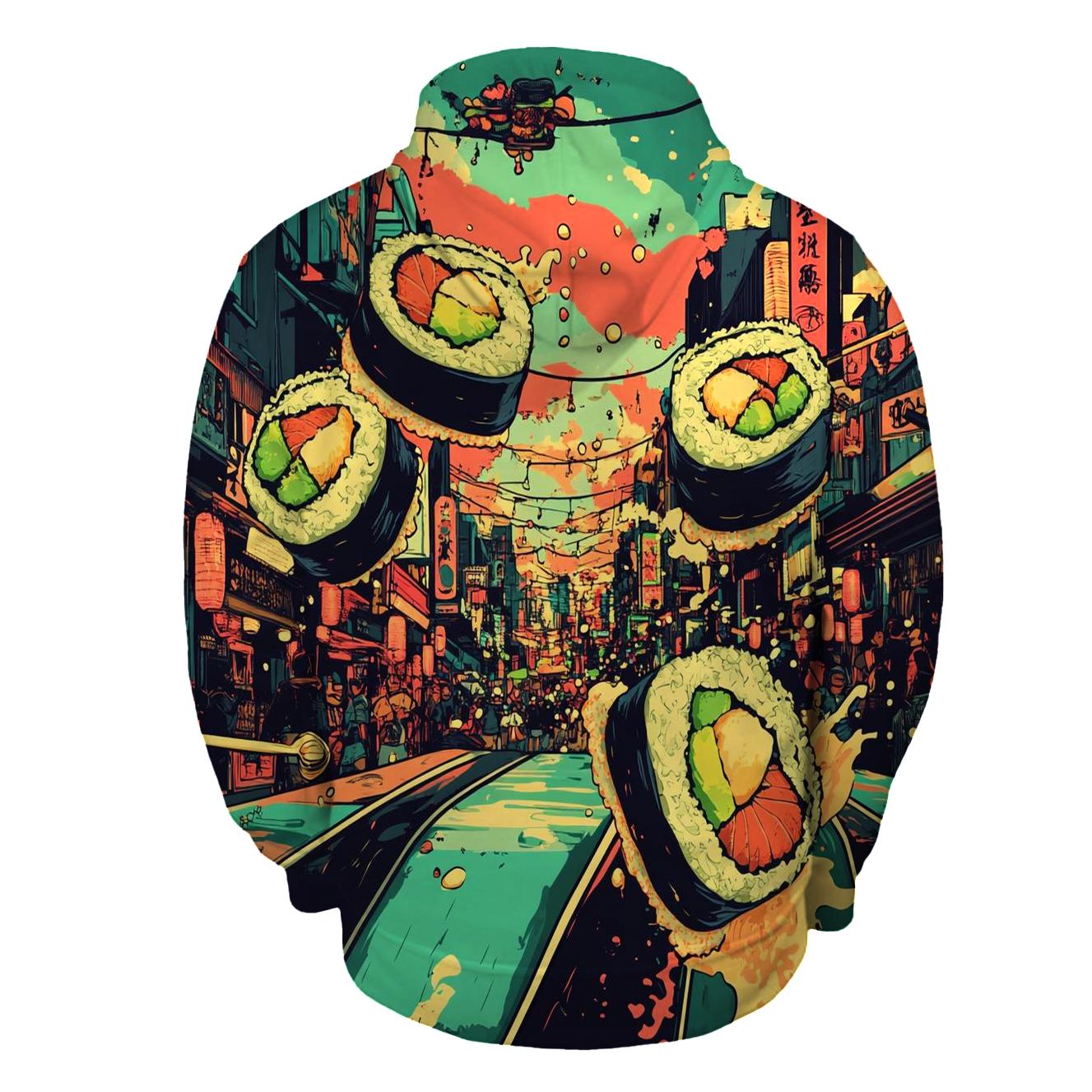 Skateboard Sushi Showdown premium hoodies