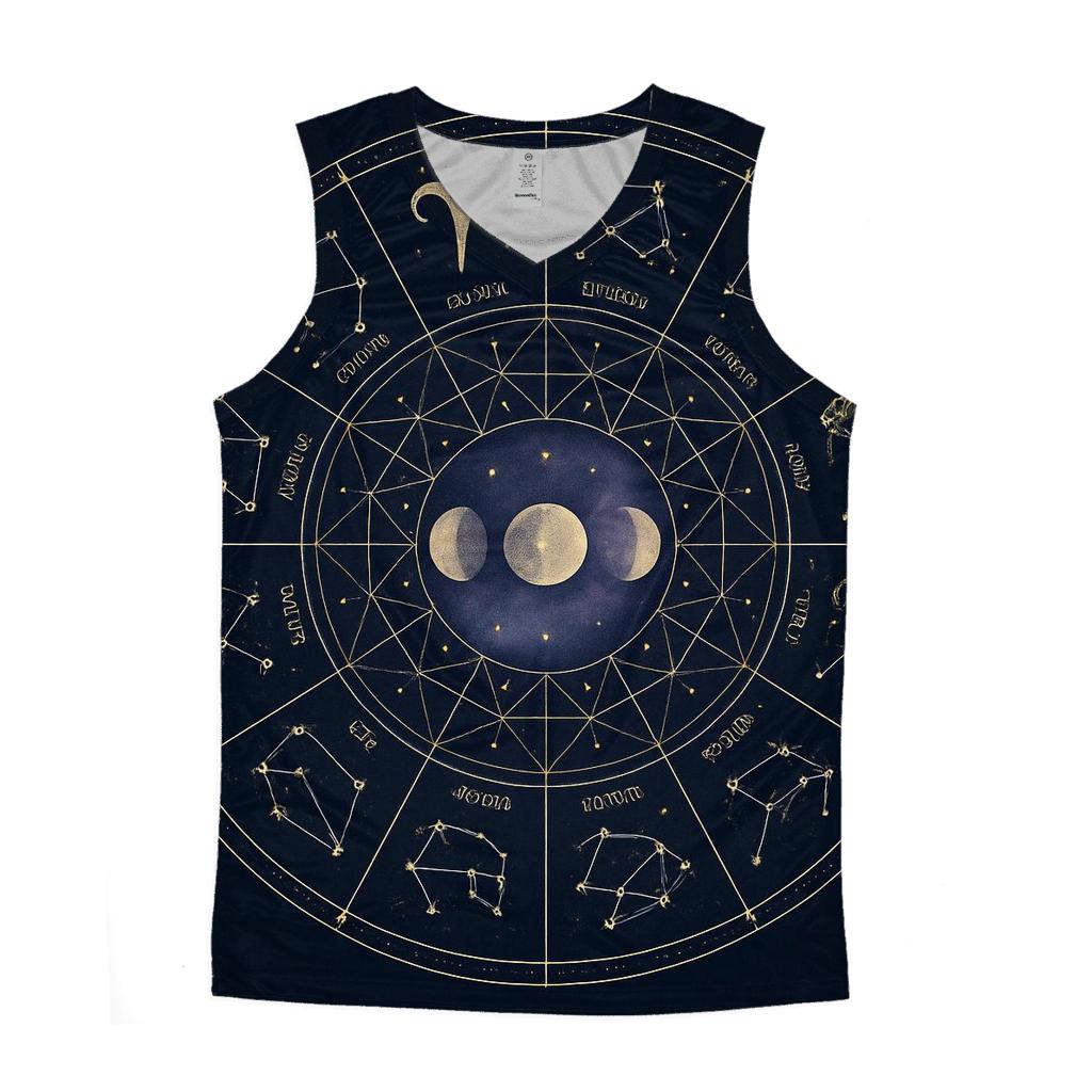 Celestial Zodiac Wheel Mandala casual summer tank tops