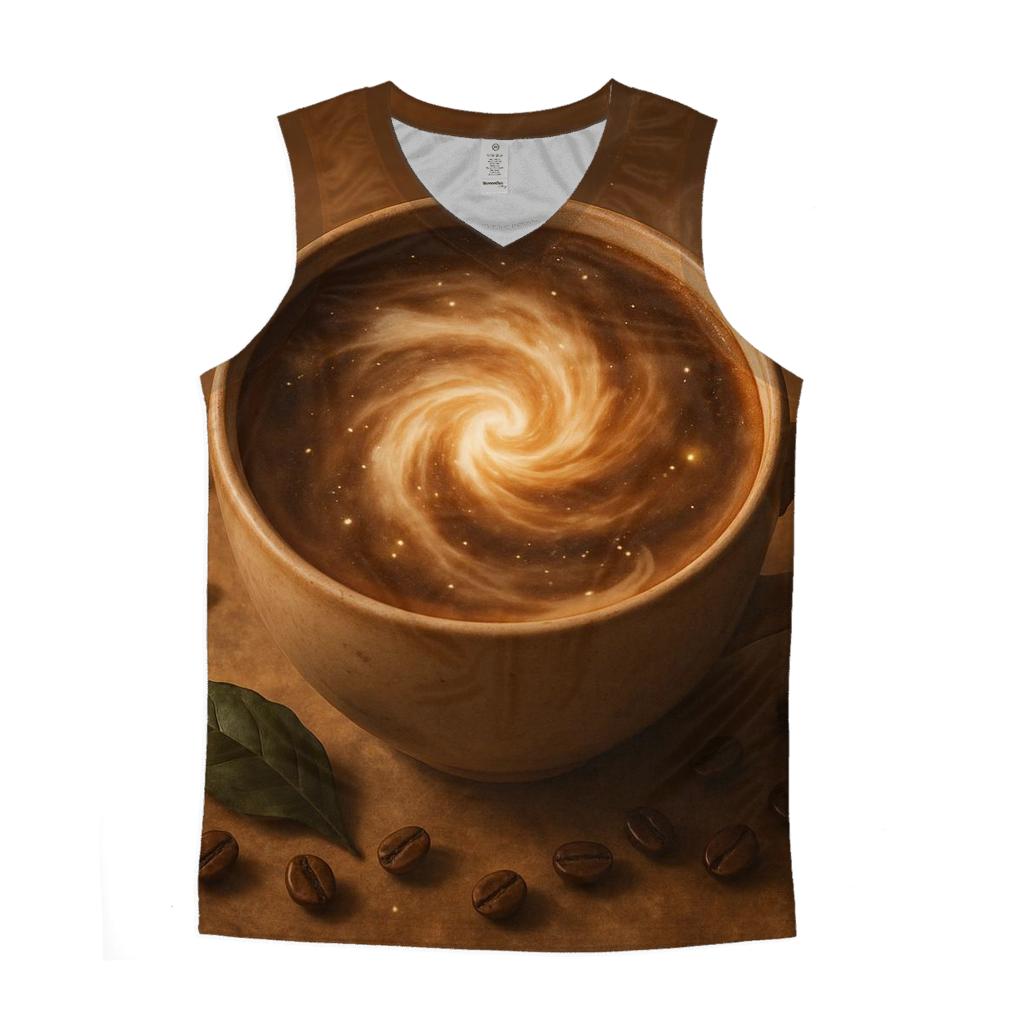 Latte Nebula Bloom graphic print tank tops
