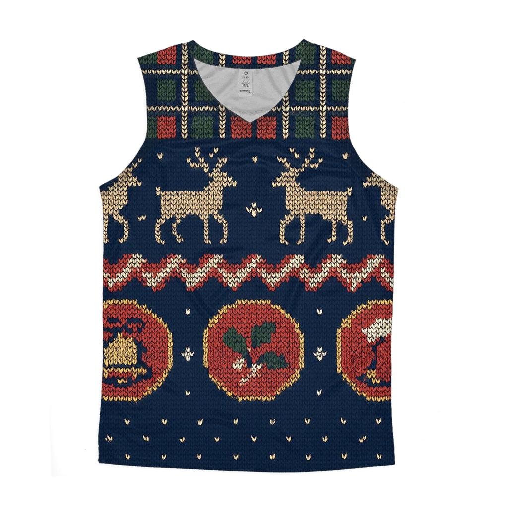 Tartan Tinsel Reindeer Parade Design trendy fitted tank tops