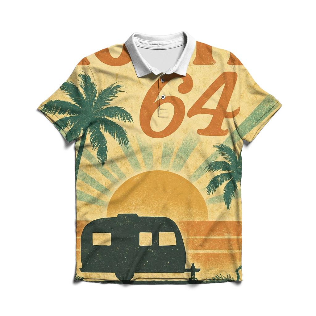 Sunset Route 64 Travel Poster embroidered polo tops