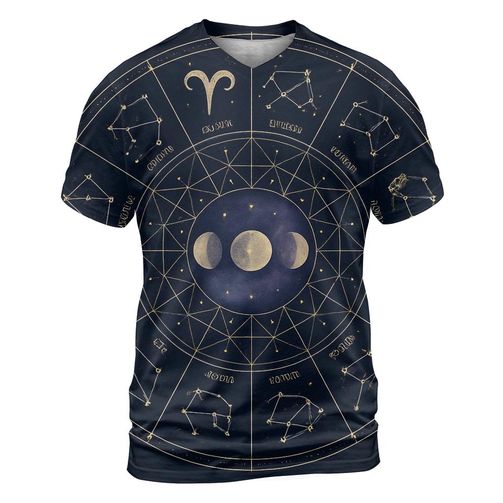 Celestial Zodiac Wheel Mandala trendy printed shirt styles