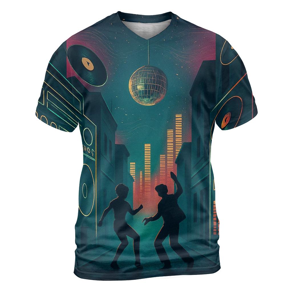 Starlit Boombox Alley vibrant all-over design tees