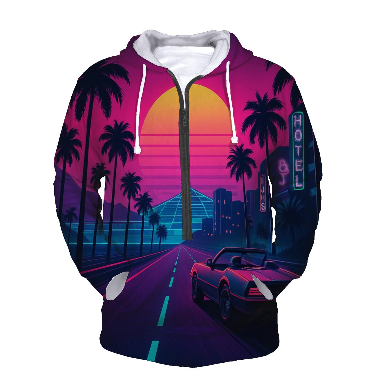 Neon Horizon Roadtrip hoodie trends