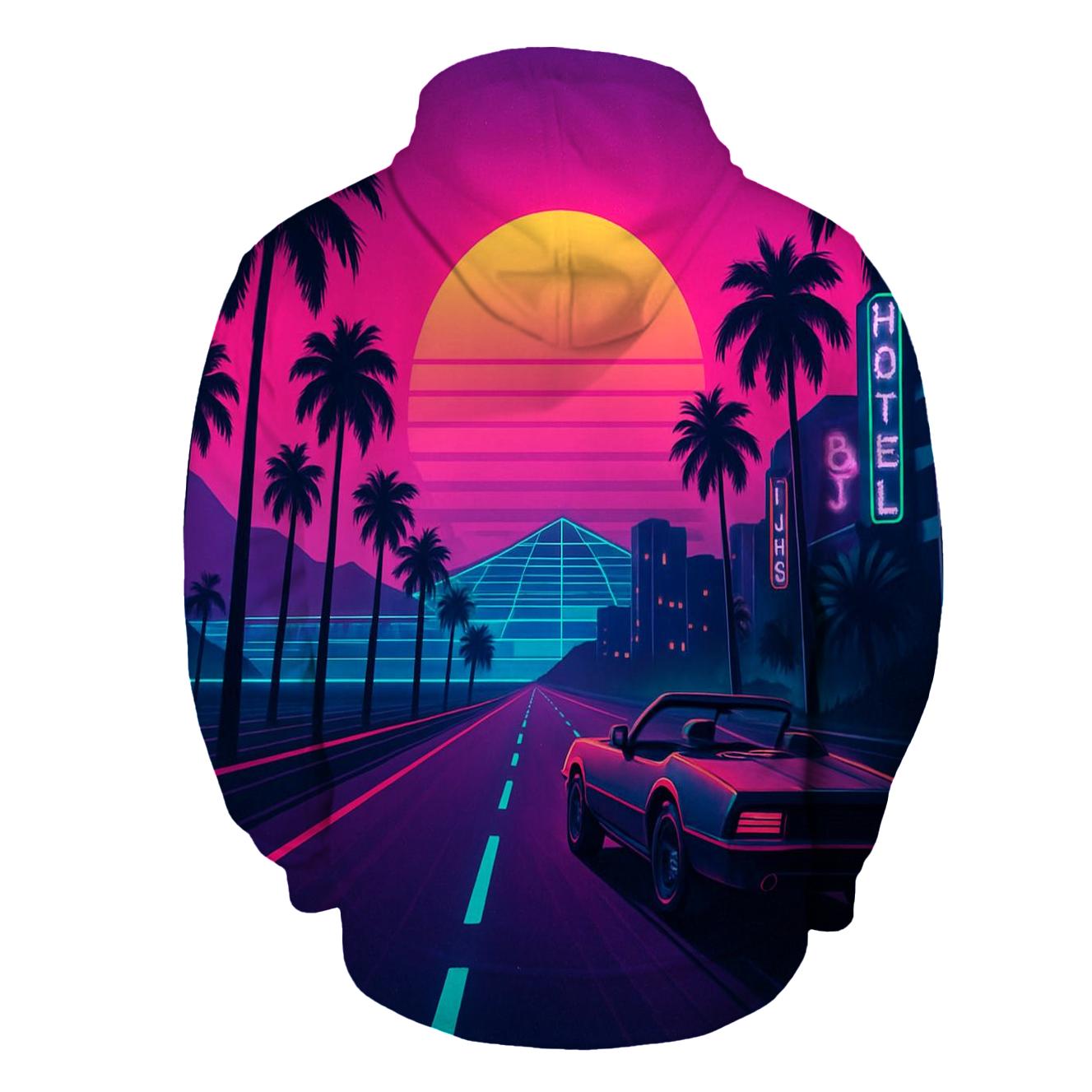 Neon Horizon Roadtrip hoodie trends
