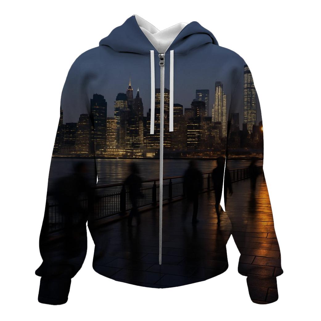 Hudson River Rush Hour Panorama lightweight hoodies