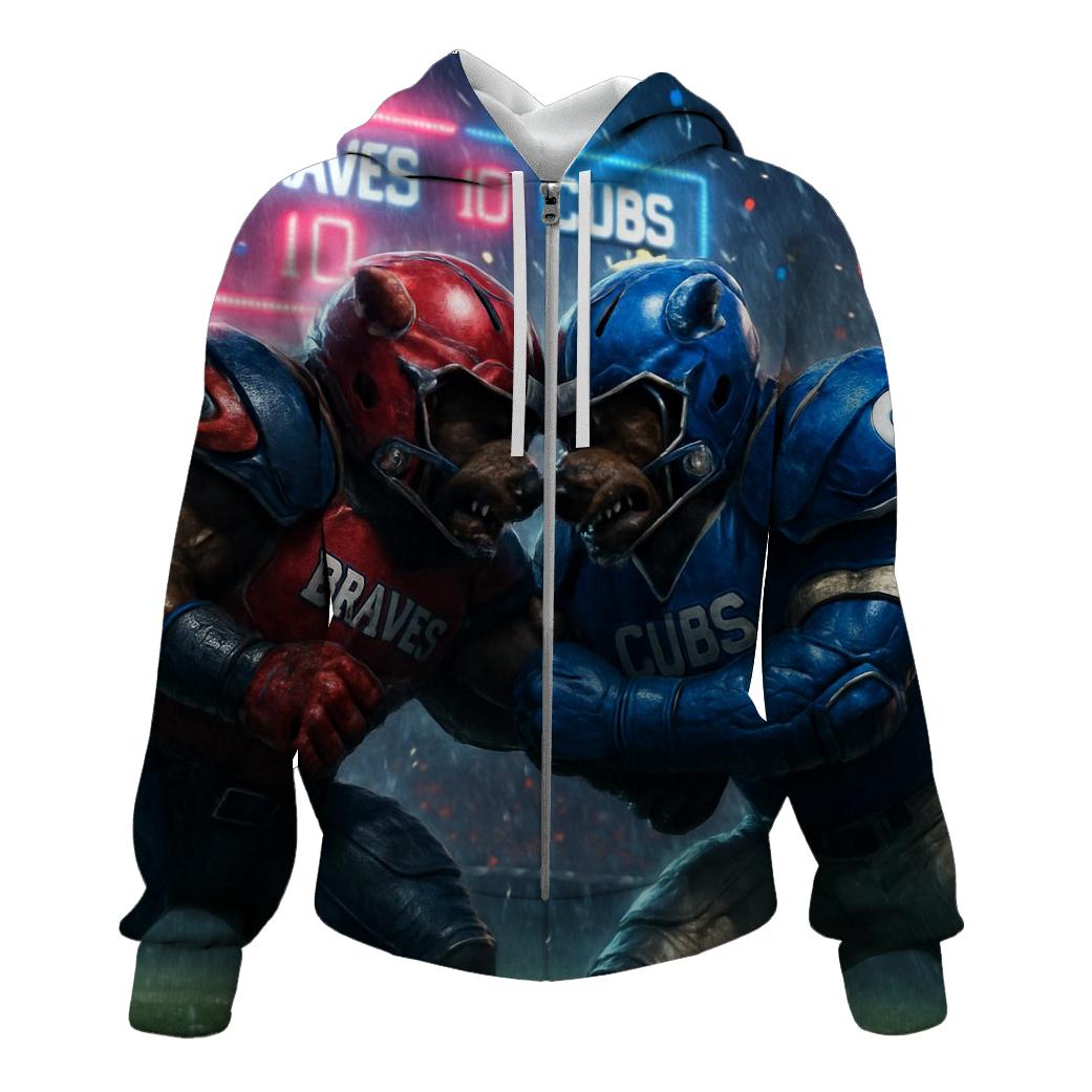 Gridiron Showdown Braves Vs Cubs Clash printed hoodies