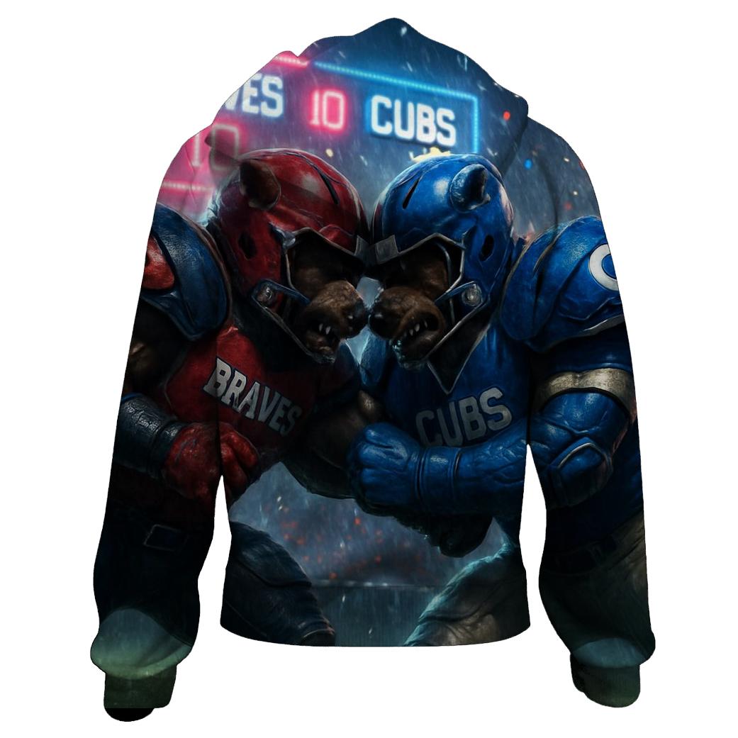 Gridiron Showdown Braves Vs Cubs Clash printed hoodies