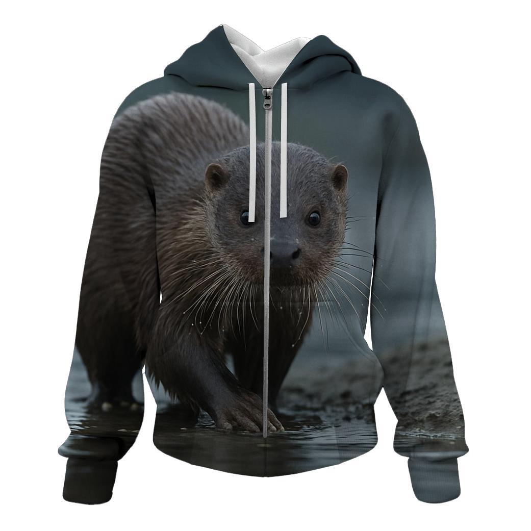Estuary Drift — Eurasian Otter premium hoodies