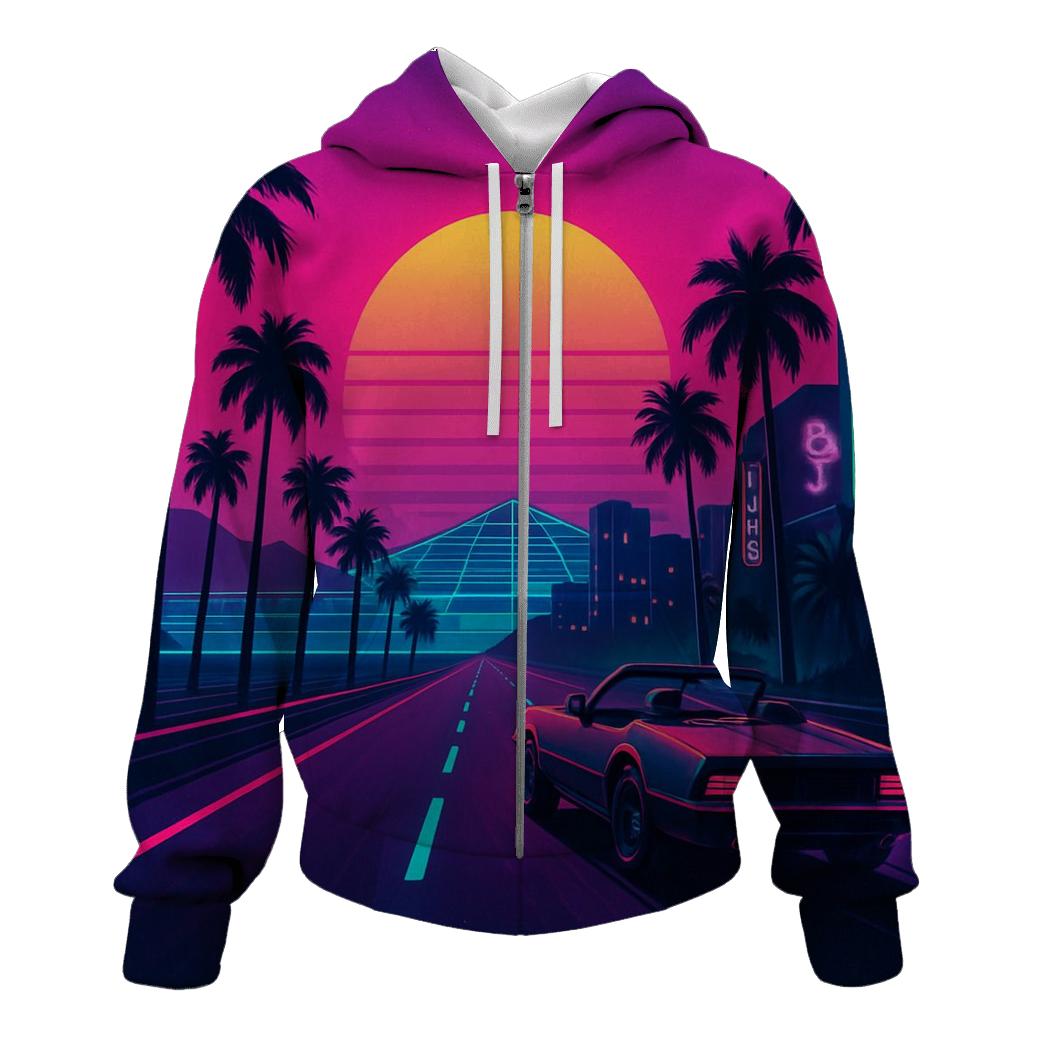 Neon Horizon Roadtrip designer hoodies