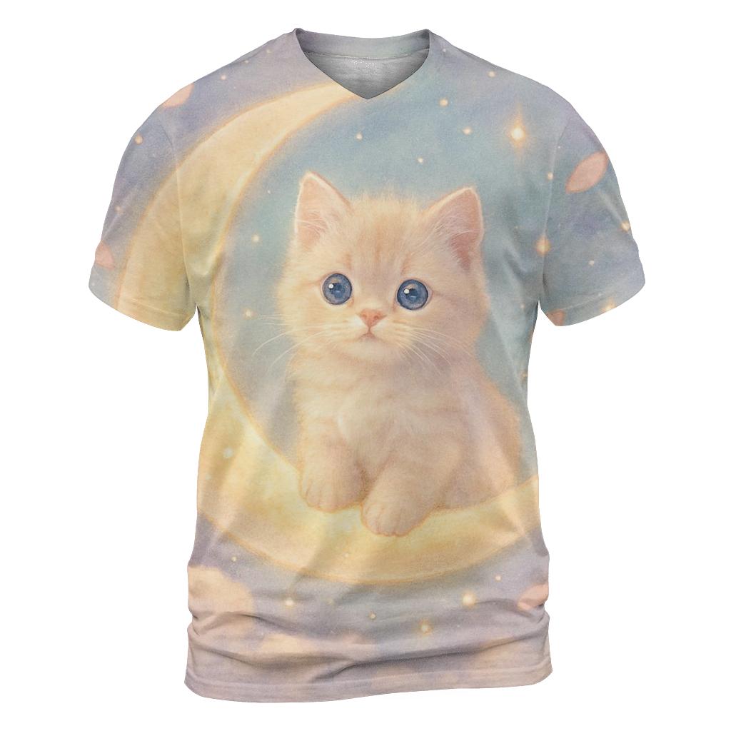 Moonlit Cloud Kitten creative print fashion shirts
