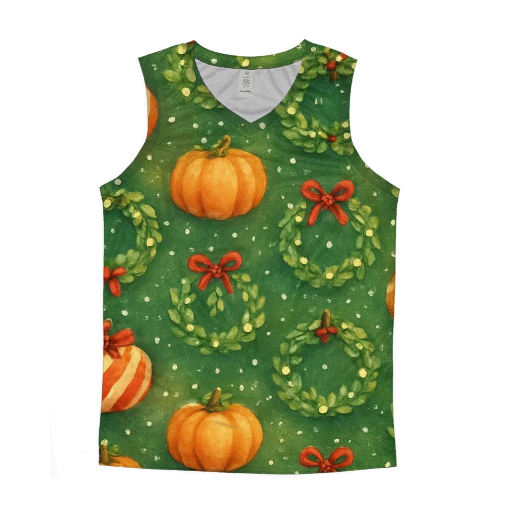 Candy Cane Pumpkin Lattice On Forest Green stylish racerback tanks